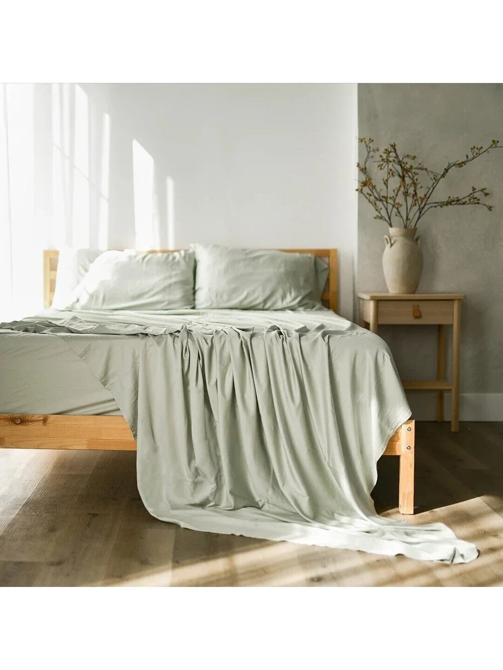 Simply Organic Bamboo Luxurious Butter Soft Twin Sheet Set Fresh Sage NEW $189